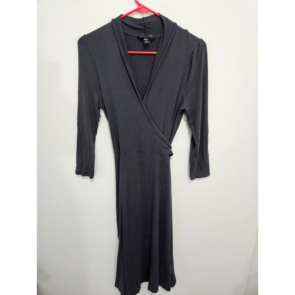 Banana Republic Womens Charcoal Gray Jersey Knit Wrap Dress 3/4 Sleeve Small